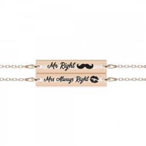 Set bratari argint cuplu tablite 30 mm (2 bucati incluse) - personalizate cu text - placate cu aur roz